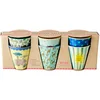 Image de Rice - Tasses en mélamine de taille moyenne - 6 pièces - Imprimés funky - Noir - Résistant à l'eau - Pour adultes, familles, individus créatifs - Tout public