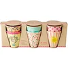 Image de Lot de 6 gobelets pour Enfant - Motif imprimé Funky - Taille M : 9 x 9 cm - Couleur : Rose/Jaune