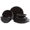 Image de Broste Copenhagen Service de table Nordic « midi » pour 4 personnes en faïence de couleur charbon