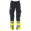 Image de Mascot Accelerate 19179-511-01017 Ultimate Stretch Imperméable Bicolore Prowash pour le lavage industriel, pantalon avec poches aux genoux, noir/bleu/jaune haute visibilité, taille 90C60