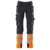 Image de Mascot Accelerate 19179-511-01014 Ultimate Stretch Imperméable bicolore Prowash pour le lavage industriel, pantalon avec poches aux genoux, noir/bleu/orange haute visibilité, taille 90C62