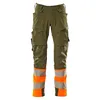 Image de Mascot Accelerate 19179-511-3314 Ultimate Stretch Imperméable Bicolore Prowash pour le lavage industriel Pantalon avec poches aux genoux Vert mousse/orange Hi-Vis Taille 82C45