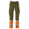 Image de Mascot Accelerate 19179-511-3314 Ultimate Stretch Imperméable Bicolore Prowash pour le lavage industriel, pantalon avec poches aux genoux, vert mousse/orange haute visibilité, taille 90C60