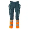 Image de Mascot Accelerate Safe Ultimate Stretch 19131-711-4414 Pantalon imperméable avec poches suspendues Bleu pétrole foncé/orange haute visibilité Taille 82C66