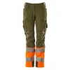 Image de Mascot Accelerate Safe 19178-511-3314 Diamond Ultimate Stretch Imperméable bicolore Prowash pour le lavage industriel Pantalon avec poches aux genoux Vert mousse/orange haute visibilité Taille 76C54