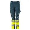 Image de Mascot 19178-511-4417 Accelerate Safe Coupe femme Diamond Ultimate Stretch Imperméable Bicolore Prowash pour le linge industriel Convient pantalon avec poches aux genoux, pétrole foncé/jaune haute