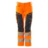 Image de Mascot 19578-236-14010 Accelerate Safe Diamond Stretch Zones Pantalon bicolore avec poches aux genoux pour femme Orange haute visibilité/noir bleu, taille 76C36
