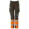 Image de Mascot 19178-511-1814 Accelerate Safe Diamond Ultimate Stretch Imperméable Bicolore Prowash pour le linge industriel Pantalon avec poches aux genoux, anthracite foncé/orange haute visibilité, 82C38