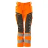 Image de Mascot Accelerate Safe 19578-236-1418 Pantalon stretch pour femme avec poches aux genoux, coupe ajustée Diamond Stretch Zones Pantalon bicolore avec poches aux genoux, orange haute