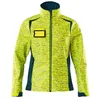 Image de Mascot Accelerate Safe 19212-291-1744 Veste softshell pour femme, coupe ajustée, respirante, coupe-vent et imperméable, effet réfléchissant, jaune haute visibilité, bleu pétrole foncé, taille XL