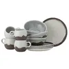 Image de Bloomingville Paula Lot de 4 x 3 articles pour petit-déjeuner, marron, en faïence, C : P 9 x H 8/l : 16 x H 6/P : 20 x H 1,5 cm