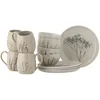 Image de Bloomingville Bea Set de 4 x 3 articles pour petit-déjeuner, naturel, en faïence, C : P 10 x H 10,5 / l : 11,5 x H 6 / P : T21 x H2