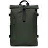 Image de RAINS Rolltop Sac à dos imperméable avec rabat enroulable, pour homme et femme, vert, Large, Moderne