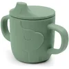 Image de Done by Deer Tasse à bec verseur Peekaboo en vert elphée   100 % silicone de qualité alimentaire, incassable, tasse à deux poignées, joli personnage Elphée éléphant
