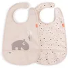 Image de Done by Deer Ozzo Lot de 2 bavoirs poudrés avec velcro - Imperméables et faciles à nettoyer - Avec poche et fermeture Velcro pour un repas sans stress