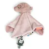 Image de Done by Deer Doudou pour bébé - Rose - Doudou super doux et douillet avec porte-tétine - 27,5 x 27,5 cm - Doudou pour bébé - Doudou - Doudou en peluche
