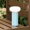 Image de Hübsch Lampe à poser LED rechargeable LOW, bleue, hauteur 20 cm, métal, variateur