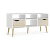 Image de Meuble TV - 4 niches 2 tiroirs - Blanc / Chêne - 1172 x 391 x 574 cm ARO
