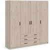 Image de Armoire VEGA - Décor Chêne Jackson - 4 portes + 3 tiroirs - L 1955 x P 496 x H 2004 cm