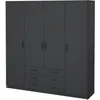 Image de Armoire VEGA - Décor Gris anthracite - 4 portes + 3 tiroirs - L 1955 x P 496 x H 2004 cm