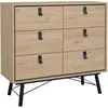 Image de Commode RY - 6 Tiroirs - Décor Chêne - L1018 x P401 x H948 cm