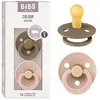 Image de Tétine BIBS Colour. Lot de 2 sucettes. Sans bisphénol A. Téterelle ronde en latex naturel. Fabriqué au Danemark. Taille 1 (0-6 mois), Dark Oak/Blush