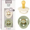 Image de BIBS Colour Tétine, 6-18 mois, lot de 2, téterelle ronde, Ivory/Sage