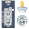 Image de BIBS Colour GLOW Tétine, 0-6 mois, lot de 2, Baby Blue GLOW