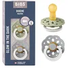 Image de BIBS Boheme Lot de 2 tétines phosphorescentes - Sans BPA - Tétine ronde en latex, taille 2 (6-18 mois), sauge / nuage