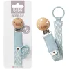 Image de BIBS Pacifier Clip. Cordon de tétine. Coton biologique. Conception danoise. 100% coton biologique, Taille unique, Baby Blue/Ivory