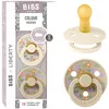 Image de BIBS Colour Liberty Tétine. Lot de 2 sucettes. téterelle ronde en latex naturel, sans bisphénol A, Fabriqué au Danemark, Taille 2 (6-18 mois), Strawberries and Cream Ivory Mix