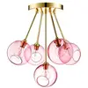 Image de DESIGN BY US Plafonnier Ballroom Molecule, rose, verre, à 5 lampes