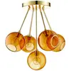 Image de DESIGN BY US Plafonnier Ballroom Molecule, ambre, verre, à 5 lampes