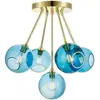 Image de DESIGN BY US Plafonnier Ballroom Molecule, bleu, verre, à 5 lampes