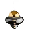 Image de DESIGN BY US Suspension LED Nutty, gris fumé / doré, Ø 18,5 cm, verre