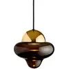 Image de DESIGN BY US Suspension LED Nutty, marron / doré, Ø 18,5 cm, verre