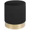 Image de HOUSE NORDIC Pouf Gamby en Velours Noir avec Base en Acier Couleur Laiton