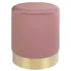 Image de Pouf Gamby - Pouf en velours, rose avec base couleur laiton, Ø34x43 cm, HN1214