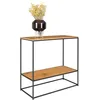 Image de Table console Vita - Table console, 2 étagères, aspect chêne, structure noire 8x36x8 cm