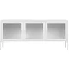 Image de Meuble TV 3 portes vitrées acier blanc 130 x 40 x 55 cm