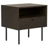 Image de House Nordic Table d'appoint 1 tiroir placage chêne fumé Pieds métal Noir 50 x 40 x 50 cm