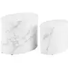 Image de Lot de 2 bouts de canapé ovales JERRY coloris marbre blanc