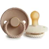 Image de FRIGG Rope Lot de 2 sucettes | Sucette en latex | Fabriqué au Danemark | Sans BPA | Tétine Cerise Symétrique | (Cream/Croissant, Taille 1 (0-6 Mois))