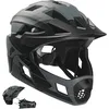 Image de Crazy Safety Casque Vélo Intégral - Gris | pour BMX, VTT, Trottinette | Casque Enfant avec Design 2-en-1 et mentonnière Amovible | Casque de Motocross Taille M 54-57 cm | Léger et Durable