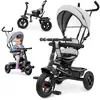 Image de HyperMotion Tricycle Be be  E volutif 3-en-1 - Tricycle Enfant 1-4 Ans avec Guidon Parental, Sie ge Pivotant 360°, Charge Max 20 kg - pour Filles et Garc ons