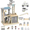Image de mamabrum Poste de Police en Bois - Set avec Voiture, He licopte re, Chien Policier, Figurines et Accessoires - Jouet E ducatif pour Enfants 3+ Ans (10 Pie Ces)