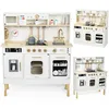 Image de Mamabrum Cuisine Enfant en Bois Interactive LED - Hauteur Re glable 88-104cm avec Micro-Ondes, Lave-Vaisselle, Machine a  Cafe  et 15 Accessoires
