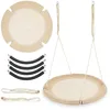 Image de HyperMotion Balançoire nid 100 cm Beige   Balançoire d'extérieur et d'intérieur pour Enfants et Adultes, Suspendue jusqu'à 150 kg, réglable en Hauteur, résistante aux intempéries