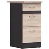 Image de JUNONA Meuble bas de cuisine 40 cm - 3 tiroirs - Plan de travail - Chêne sonoma