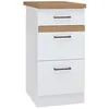 Image de JUNONA Meuble bas de cuisine 40 cm - 3 tiroirs + plan de travail - Blanc brillant